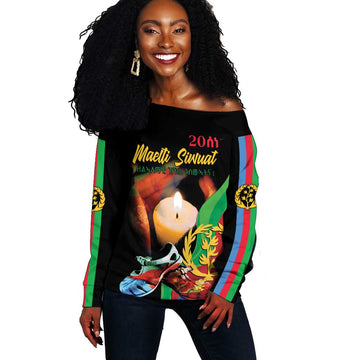 Personalized Afro-Eritrea Maelti Siwuat Off Shoulder Sweater Shida Shoes Glory To Our Martyrs Eritrea LT9