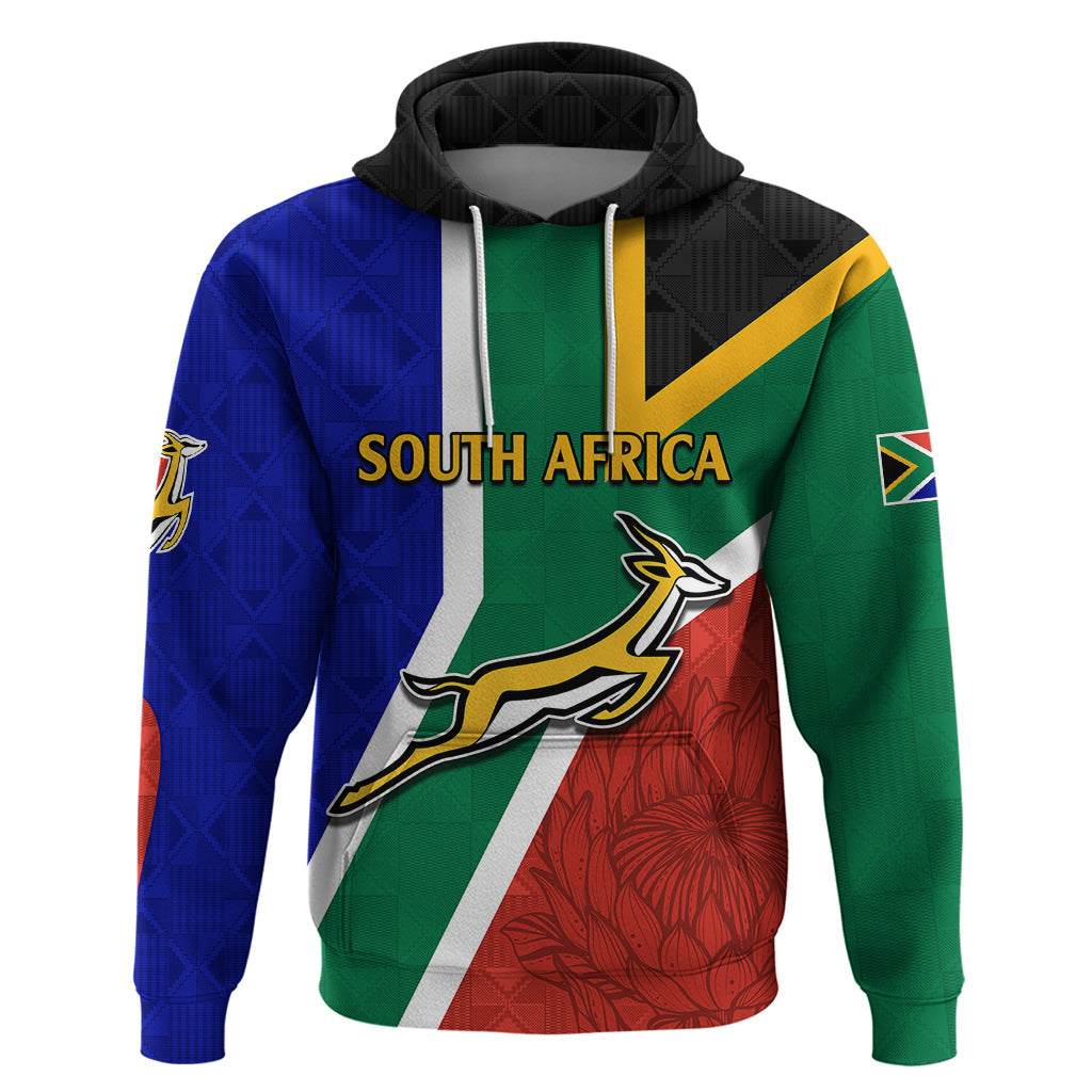 Custom South Africa Springboks Hoodie with Kente Pattern and South African Flag LT9