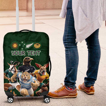 Custom Rugby Southern Hemisphere Luggage Cover Argentina AUNZ South Africa Mascot Green LT9