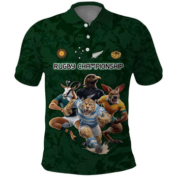Custom Rugby Southern Hemisphere Polo Shirt Argentina AUNZ South Africa Mascot Green LT9