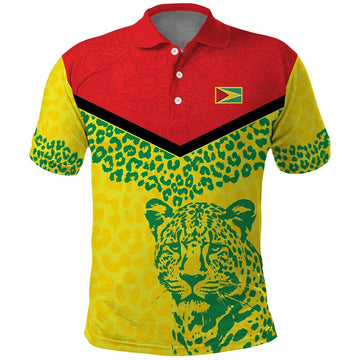 Custom Guyana Golden Jaguars Polo Shirt Heritage Flame Edition LT9