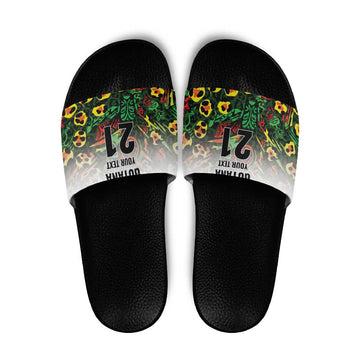 Custom Guyana Football Slide Sandals Spirit of the Jaguar - White LT9