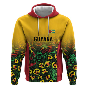Custom Guyana Football Hoodie Spirit of the Jaguar - Yellow LT9