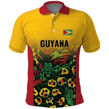Custom Guyana Football Polo Shirt Spirit of the Jaguar - Yellow LT9