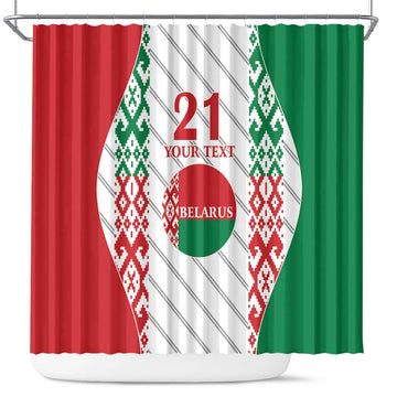 Belarus Football Custom Shower Curtain Rushnyk Pattern LT9