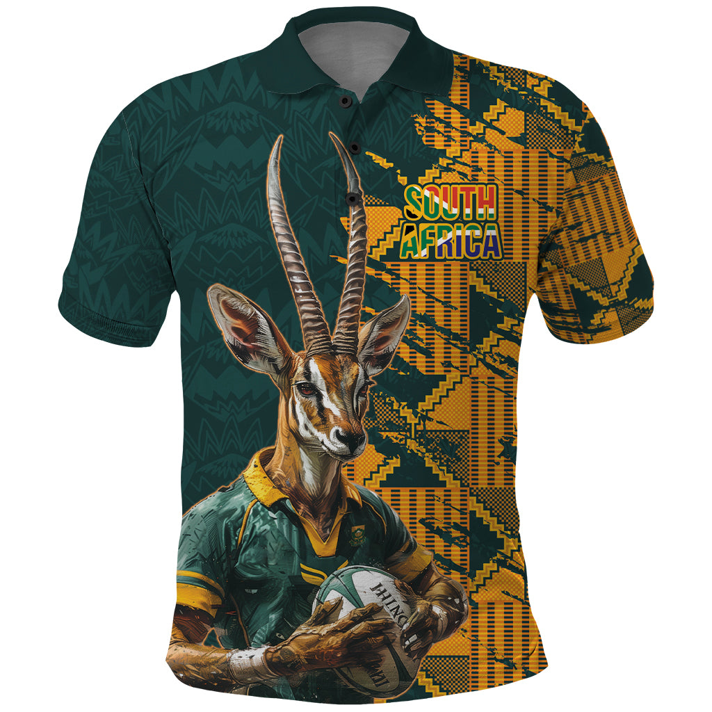 Custom South Africa Rugby Polo Shirt The Springboks Mascot Sporty Version LT9