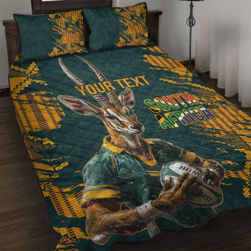 South Africa Rugby Custom Quilt Bed Set Afro Springboks Mascot Sporty Version LT9