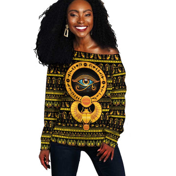 Egyptian God of The Sun Eye of Ra Off Shoulder Sweater LT9
