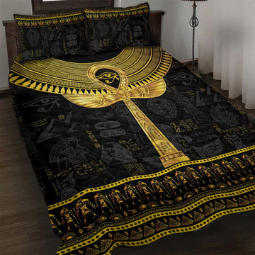 The Ankh Egyptian Hieroglyphs Quilt Bed Set LT9