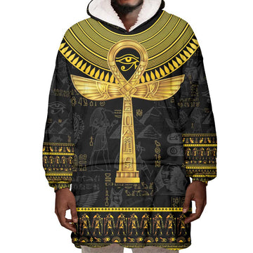The Ankh Egyptian Hieroglyphs Wearable Blanket Hoodie LT9