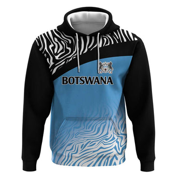 Botswana Cricket Custom Hoodie Baggy Blues Zebra Skins Pattern LT9