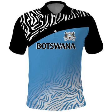 Botswana Cricket Custom Polo Shirt Baggy Blues Zebra Skins Pattern LT9