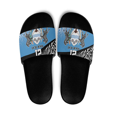 Botswana Cricket Custom Slide Sandals Baggy Blues Zebra Skins Pattern LT9