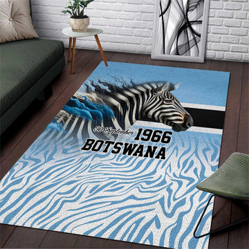 Botswana Independence Day 1966 Area Rug Tribal African Zebra Skins Pattern LT9