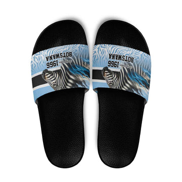 Botswana Independence Day 1966 Slide Sandals Tribal Zebra Skins Pattern LT9