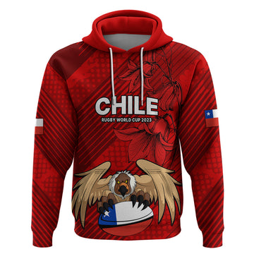 Chile Rugby Hoodie Los Condores Mascot with Bellflower World Cup 2023 LT9