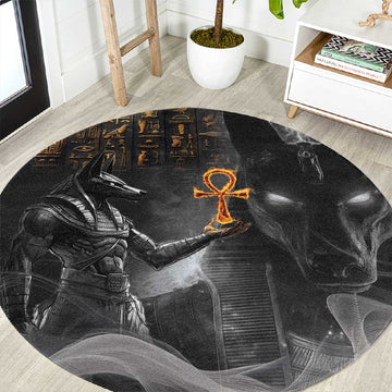 Mythical Anubis Round Carpet The Egyptian God of Death LT9