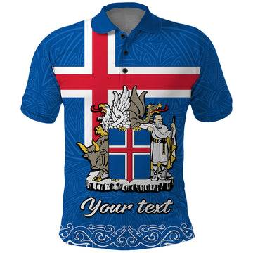 Custom Iceland Polo Shirt Icelandic Coat Of Arms and Flag LT9