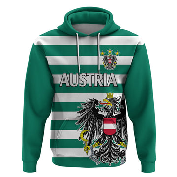 (Custom Text And Number) Austria Hoodie Austrian Coat Of Arms Minimalist Green Style No2 LT9