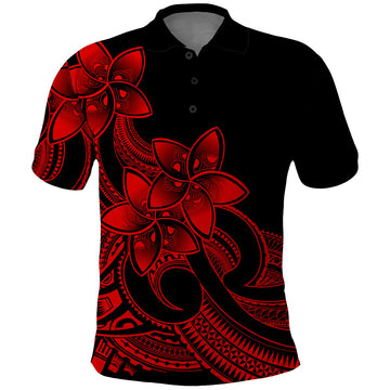 Polynesian Pride Plumeria Flowers Polo Shirt Polynesian Tribal Red Vibe LT9