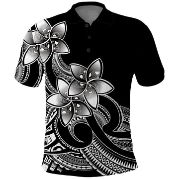 Polynesian Pride Plumeria Flowers Polo Shirt Polynesian Tribal White Vibe LT9