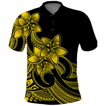 Polynesian Pride Plumeria Flowers Polo Shirt Polynesian Tribal Yellow Vibe LT9