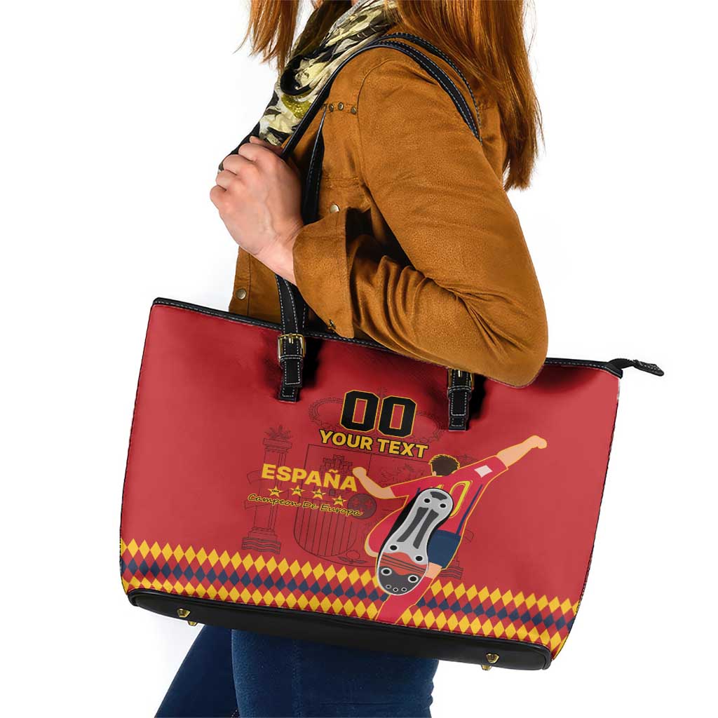 Custom Spain Euro 2024 Champions Leather Tote Bag La Roja Campeon De Europa LT9