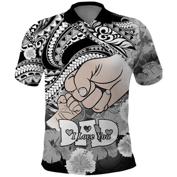 Polynesian Pride Happy Father Day Polo Shirt I Love You Dad Polynesian Tribal Black LT9