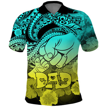 Custom Polynesian Pride Happy Father Day Polo Shirt I Love You Dad Polynesian Tribal Gradient 1 LT9