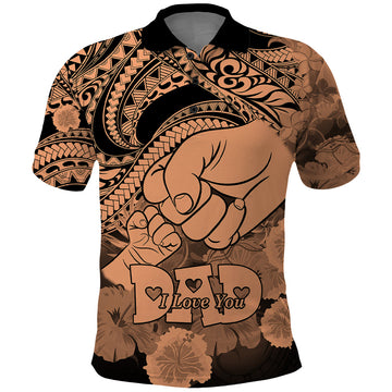 Custom Polynesian Pride Happy Father Day Polo Shirt I Love You Dad Polynesian Tribal Nude LT9