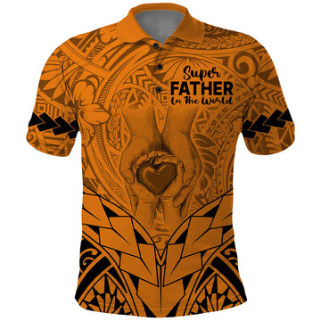 Polynesian Fathers Day Gift For Dad Polo Shirt Super Father In The World Gold Polynesian Pattern LT9