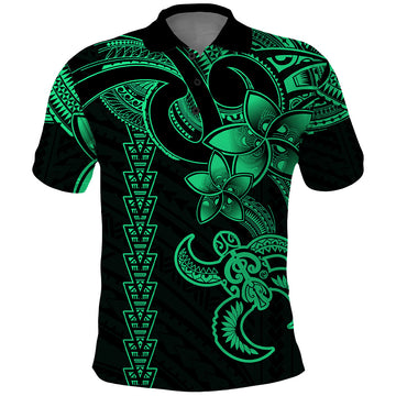 Hawaiian Tribal Polo Shirt Polynesian Kakau Turtle - Green LT9