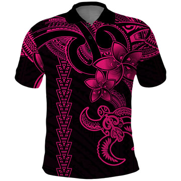 Hawaiian Tribal Polo Shirt Polynesian Kakau Turtle - Pink LT9