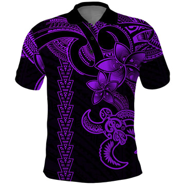 Hawaiian Tribal Polo Shirt Polynesian Kakau Turtle - Purple LT9