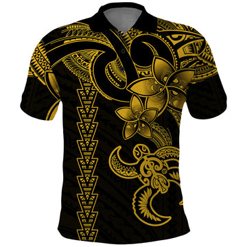 Hawaiian Tribal Polo Shirt Polynesian Kakau Turtle - Yellow LT9