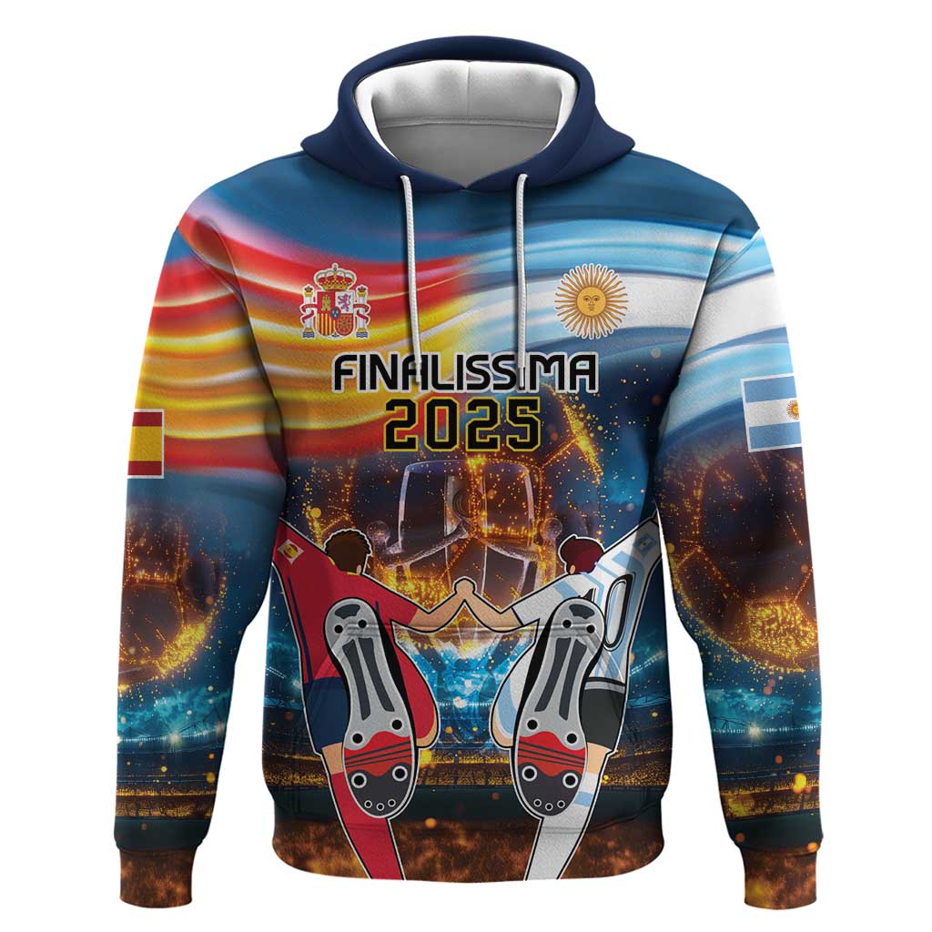 Custom Spain and Argentina Football Hoodie Finalissima Make History Together LT9