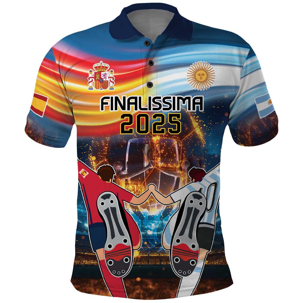 Custom Spain and Argentina Football Polo Shirt Finalissima Make History Together LT9