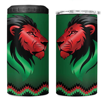 Custom Cricket Africa Kenya 4 in 1 Can Cooler Tumbler Green Lion Head with Kenyan Pattern LT9