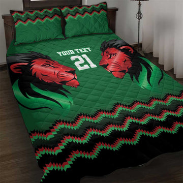 Custom Cricket Africa Kenya Quilt Bed Set Green Lion Head with Kenyan Pattern LT9