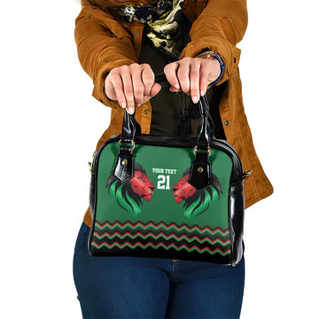 Kenya Cricket Custom Shoulder Handbag Green Lion Head with Kenyan Pattern LT9