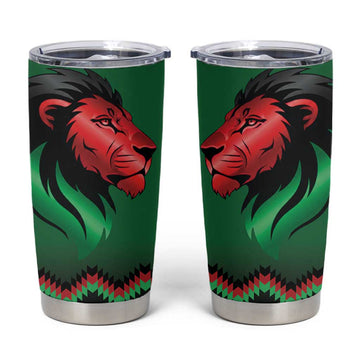 Custom Cricket Africa Kenya Tumbler Cup Green Lion Head with Kenyan Pattern LT9