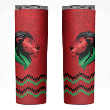 Custom Cricket Africa Kenya Skinny Tumbler Red Lion Head with Kenyan Pattern LT9