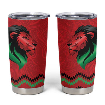 Custom Cricket Africa Kenya Tumbler Cup Red Lion Head with Kenyan Pattern LT9