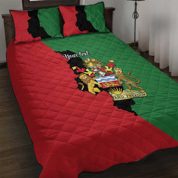 Malawi Flag Map Quilt Bed Set Simple Malawi Emblem Coat of Arms LT9