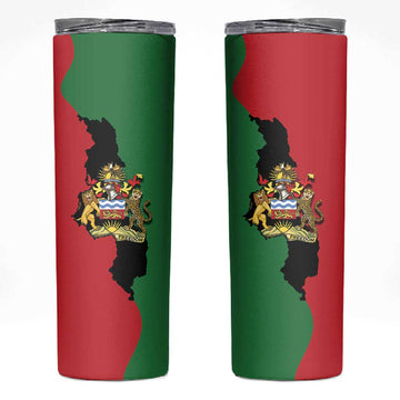 Malawi Flag Map Skinny Tumbler Simple Malawi Emblem Coat of Arms LT9
