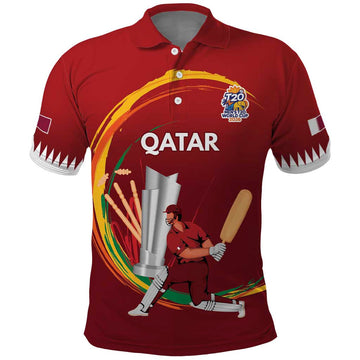 Custom Cricket Qatar East Asia-Pacific Polo Shirt Qatar Boundary to Victory LT9