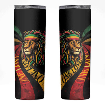 Black Jamaican Skinny Tumbler Rastafarian Lion One Love LT9