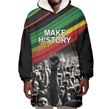African-American History Month Wearable Blanket Hoodie Black Power Hand Make His-Herstories LT9