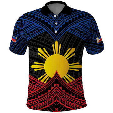 Personalized Philippines Polo Shirt Polynesian Tribal Tattoo with Filipino Flag Motif LT9
