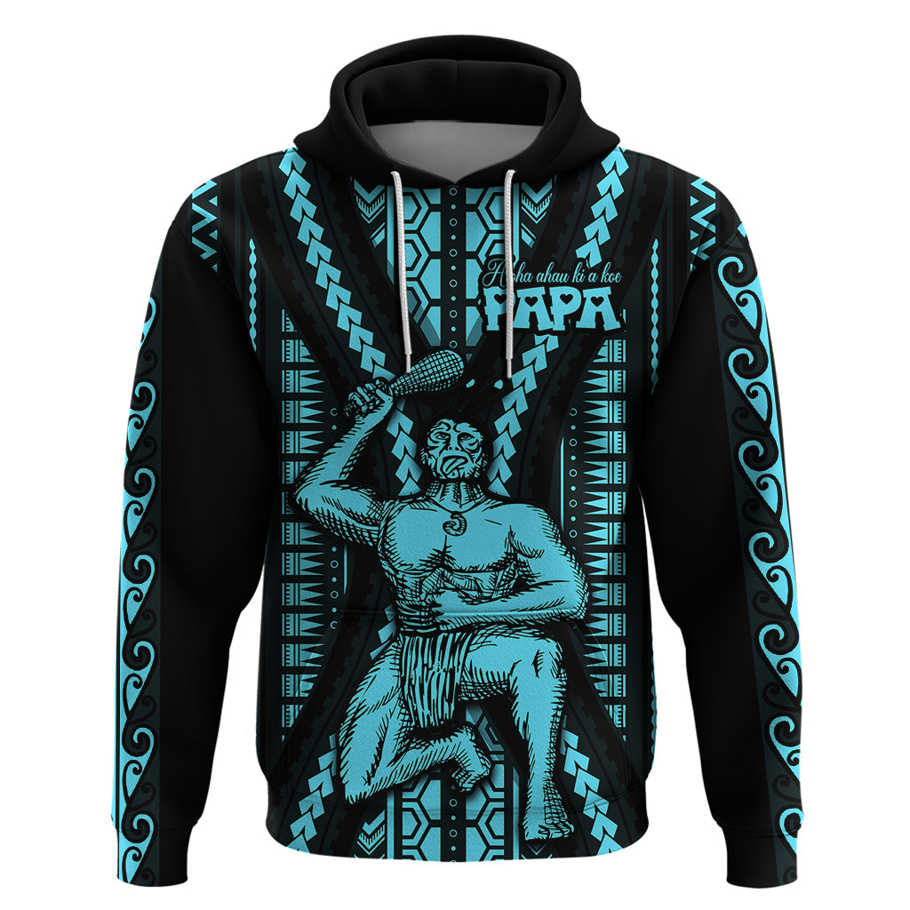Aotearoa Father's Day Gift For Dad Hoodie Aroha Ahau Ki A Koe Papa - Aqua Maori Style Pattern LT9